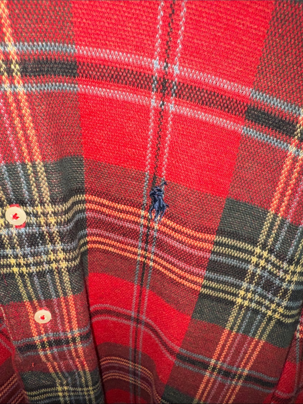 Polo by Ralph Lauren Red and Green Plaid Long-Sleeve Polo - Picture 3 of 4